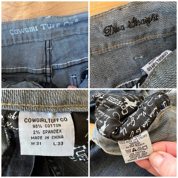 COWGIRL TUFF DIVA STRAIGHT JEANS 31 DARK WASH BLUE RODEO WESTERN FARMCORE - Picture 12 of 12